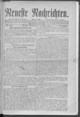 Neueste Nachrichten (Münchner neueste Nachrichten) Mittwoch 31. Dezember 1879