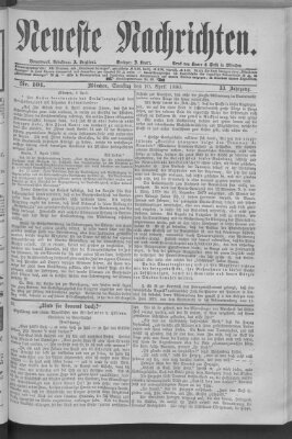 Neueste Nachrichten (Münchner neueste Nachrichten) Samstag 10. April 1880