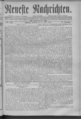 Neueste Nachrichten (Münchner neueste Nachrichten) Samstag 24. April 1880