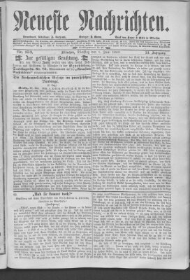 Neueste Nachrichten (Münchner neueste Nachrichten) Dienstag 1. Juni 1880