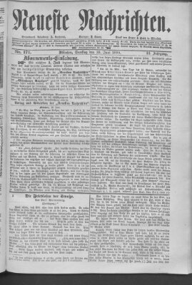 Neueste Nachrichten (Münchner neueste Nachrichten) Samstag 19. Juni 1880