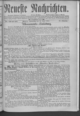 Neueste Nachrichten (Münchner neueste Nachrichten) Donnerstag 24. Juni 1880