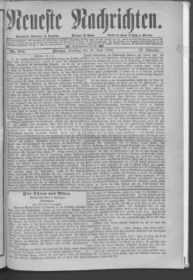 Neueste Nachrichten (Münchner neueste Nachrichten) Dienstag 29. Juni 1880