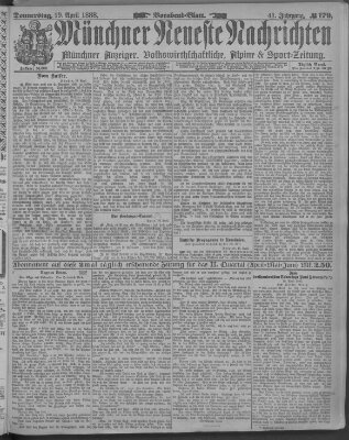 Münchner neueste Nachrichten Donnerstag 19. April 1888