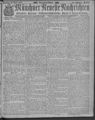 Münchner neueste Nachrichten Freitag 20. April 1888