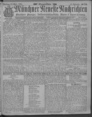 Münchner neueste Nachrichten Freitag 20. April 1888