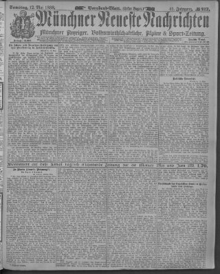 Münchner neueste Nachrichten Samstag 12. Mai 1888