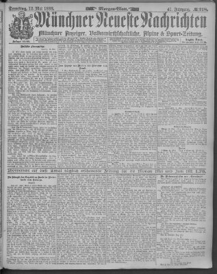 Münchner neueste Nachrichten Samstag 12. Mai 1888