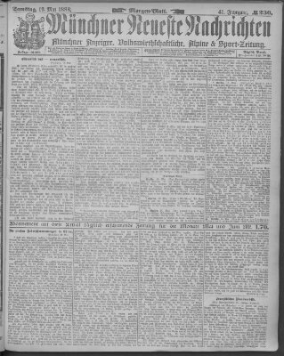 Münchner neueste Nachrichten Samstag 19. Mai 1888