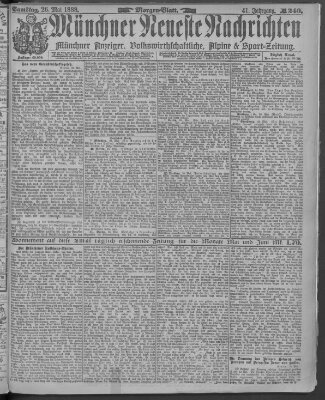 Münchner neueste Nachrichten Samstag 26. Mai 1888