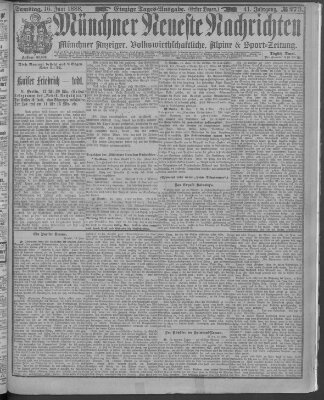 Münchner neueste Nachrichten Samstag 16. Juni 1888