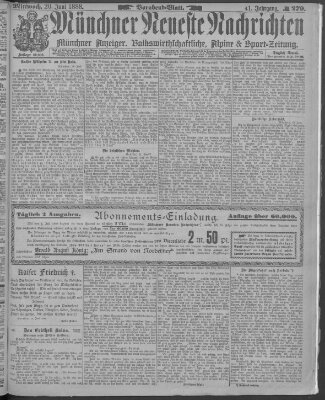 Münchner neueste Nachrichten Mittwoch 20. Juni 1888