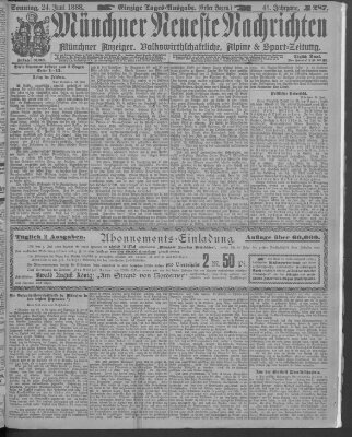 Münchner neueste Nachrichten Sonntag 24. Juni 1888