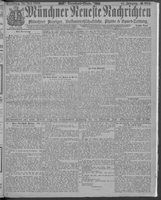 Münchner neueste Nachrichten Dienstag 26. Juni 1888