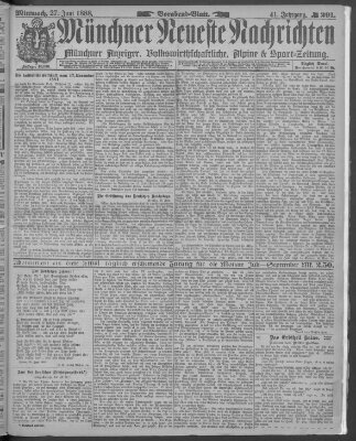 Münchner neueste Nachrichten Mittwoch 27. Juni 1888