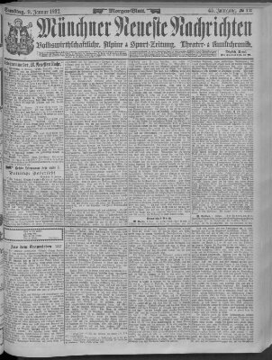 Münchner neueste Nachrichten Samstag 9. Januar 1892