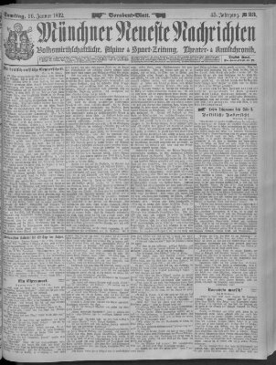 Münchner neueste Nachrichten Samstag 16. Januar 1892