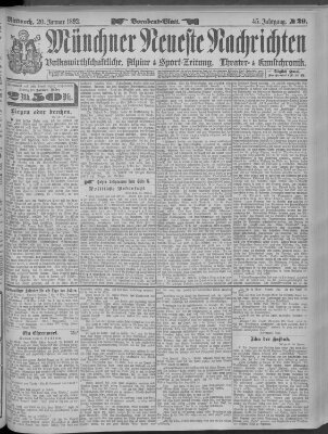 Münchner neueste Nachrichten Mittwoch 20. Januar 1892