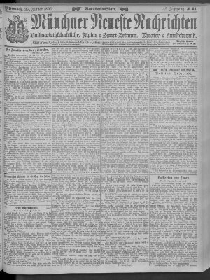 Münchner neueste Nachrichten Mittwoch 27. Januar 1892