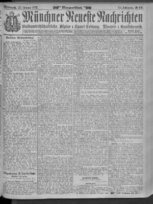 Münchner neueste Nachrichten Mittwoch 27. Januar 1892