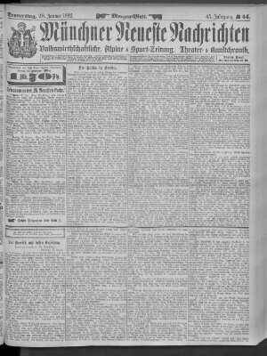 Münchner neueste Nachrichten Donnerstag 28. Januar 1892