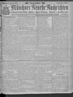 Münchner neueste Nachrichten Samstag 30. Januar 1892