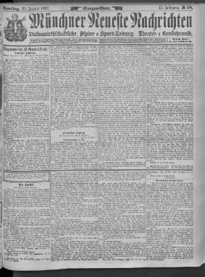 Münchner neueste Nachrichten Samstag 30. Januar 1892