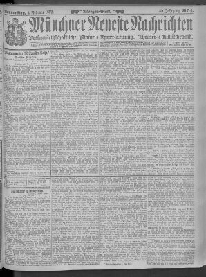 Münchner neueste Nachrichten Donnerstag 4. Februar 1892