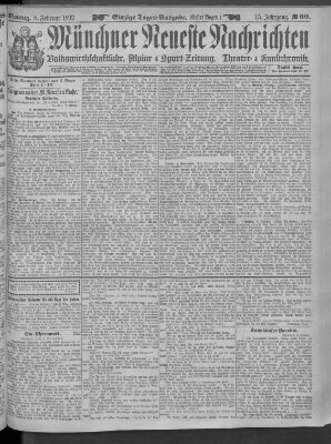 Münchner neueste Nachrichten Montag 8. Februar 1892