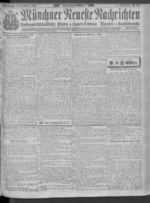 Münchner neueste Nachrichten Mittwoch 10. Februar 1892