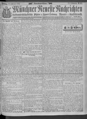 Münchner neueste Nachrichten Freitag 12. Februar 1892