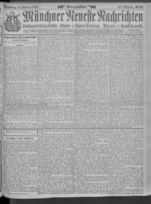 Münchner neueste Nachrichten Dienstag 16. Februar 1892