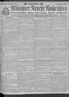 Münchner neueste Nachrichten Freitag 26. Februar 1892