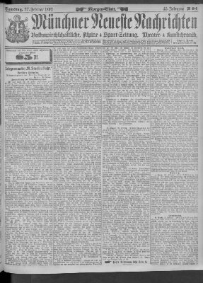 Münchner neueste Nachrichten Samstag 27. Februar 1892