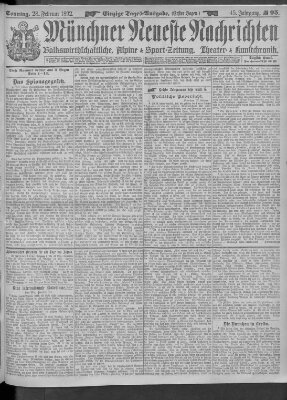 Münchner neueste Nachrichten Sonntag 28. Februar 1892