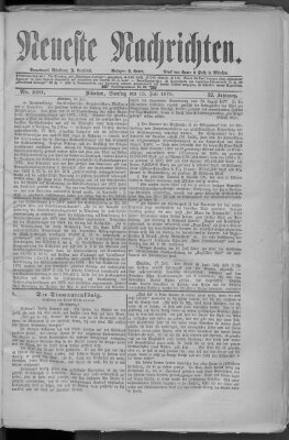 Neueste Nachrichten (Münchner neueste Nachrichten) Samstag 19. Juli 1879