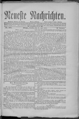 Neueste Nachrichten (Münchner neueste Nachrichten) Dienstag 22. Juli 1879