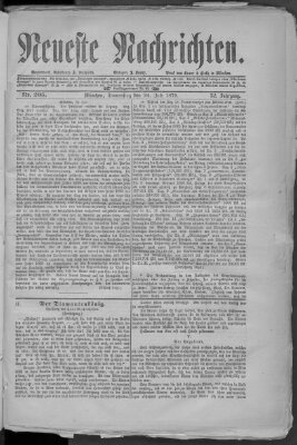 Neueste Nachrichten (Münchner neueste Nachrichten) Donnerstag 24. Juli 1879