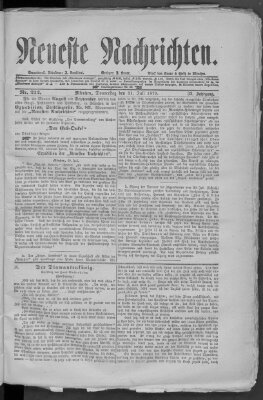 Neueste Nachrichten (Münchner neueste Nachrichten) Donnerstag 31. Juli 1879