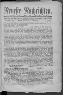 Neueste Nachrichten (Münchner neueste Nachrichten) Sonntag 10. August 1879