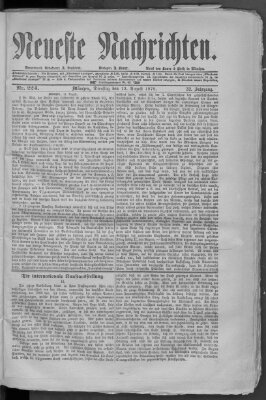 Neueste Nachrichten (Münchner neueste Nachrichten) Dienstag 12. August 1879