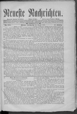 Neueste Nachrichten (Münchner neueste Nachrichten) Samstag 16. August 1879