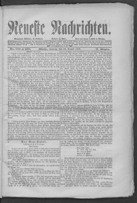 Neueste Nachrichten (Münchner neueste Nachrichten) Sonntag 24. August 1879