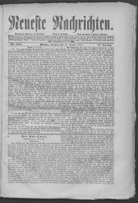 Neueste Nachrichten (Münchner neueste Nachrichten) Dienstag 26. August 1879