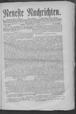 Neueste Nachrichten (Münchner neueste Nachrichten) Mittwoch 27. August 1879