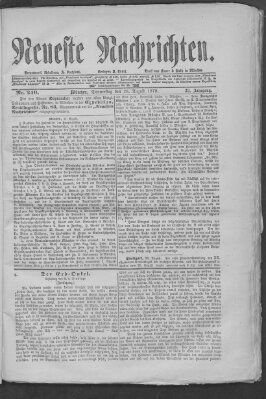 Neueste Nachrichten (Münchner neueste Nachrichten) Donnerstag 28. August 1879