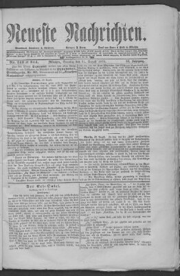 Neueste Nachrichten (Münchner neueste Nachrichten) Sonntag 31. August 1879