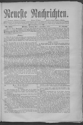 Neueste Nachrichten (Münchner neueste Nachrichten) Dienstag 2. September 1879