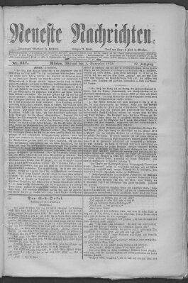 Neueste Nachrichten (Münchner neueste Nachrichten) Mittwoch 3. September 1879