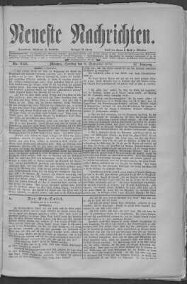 Neueste Nachrichten (Münchner neueste Nachrichten) Samstag 6. September 1879